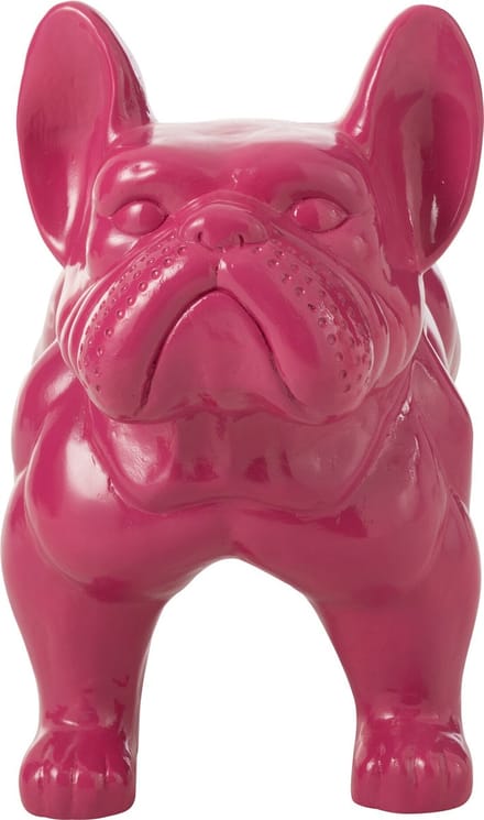 J-Line decoratie Bulldog - hout - roze
