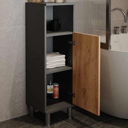 Vicco Fynn Midikast – 30 x 95 cm Antraciet/gouden eik