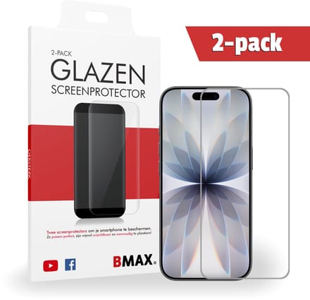 2-pack BMAX Screenprotector geschikt voor Apple iPhone 17 van gehard glas - Apple screenprotectors - Telefoonaccessoires - Telefonie & Accessoires - Beschermglas - Glas screenprotectors
