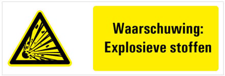 Tekststicker waarschuwing explosieve stoffen, W002 400 x 150 mm