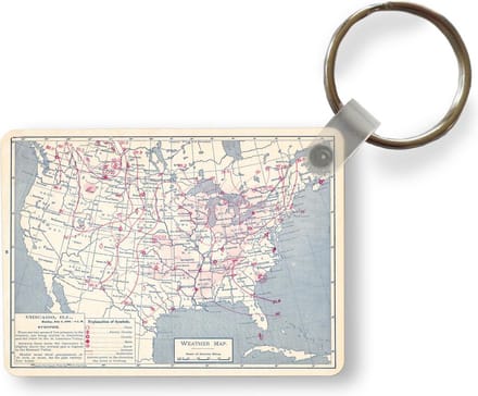 Sleutelhanger - Vintage weerkaart van Chicago - Uitdeelcadeautjes - Plastic