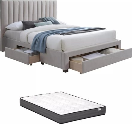 Vente-unique Bedframe stof beige 140 x 200 cm