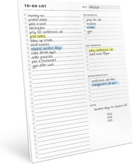 Grote Takenlijst Notitieblok Planner met Checklist en Dagindeling