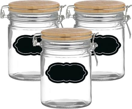 Weckpot/inmaakpot - 4x - 700 ml - glas - met beugelsluiting - incl. etiketten