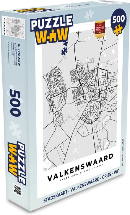 Puzzel Stadskaart - Valkenswaard - Grijs - Wit - Legpuzzel - Puzzel 500 stukjes - Plattegrond