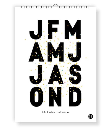Verjaardagskalender met quotes en letters