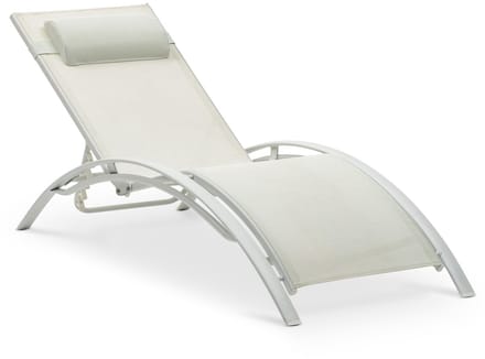Tuinligstoel RELAX met verstelbare rugleuning en kussens – Crèmewit