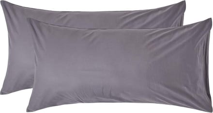 Homescapes Kussensloop 50x90 cm Set van 2 – Donkergrijs – 100% Egyptisch Perkal Katoen – 200 TC