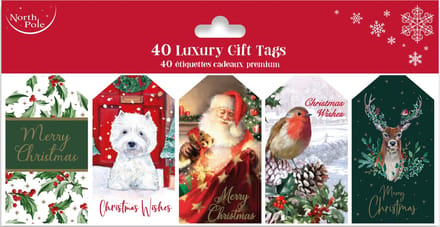 Luxe Kerst Cadeau Labels Incl. Koortjes - 9 x 5 cm - 40 Stuks 8 Designs