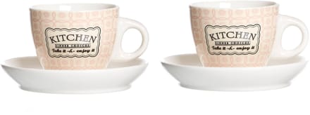 Set van 2 espressokopjes + schoteltjes 80ml Cream/Pastel Rose Retro Kitchen - Ritzenhoff 65770