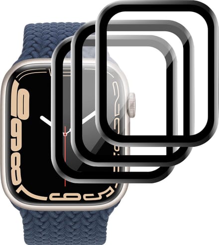 Screenprotector geschikt voor Apple Watch Series 7 41 mm - Full Screen Protector Glas - 3 Stuks
