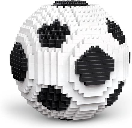 Voetbal Bouwset - Mini Blokken - Model Bouwen - Opbergruimte Binnen - 96 mm Diameter - Wit Blauw