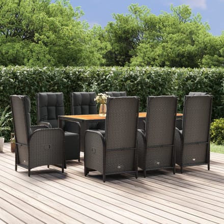 vidaXL - 9-delige - Tuinset - poly - rattan - zwart