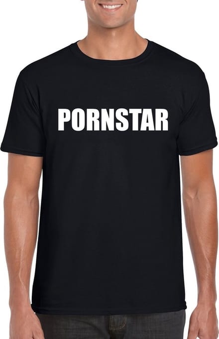 Pornstar tekst t-shirt zwart heren S