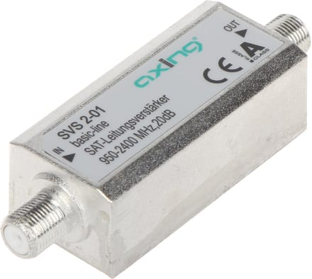 Axing SVS-2-01 - Satellietsignaalversterker - 20dB - DC Doorvoer - F-connector