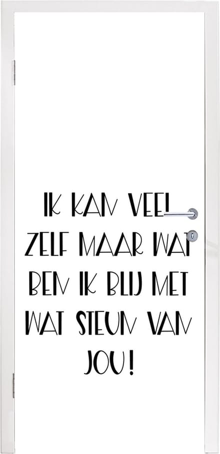 Deursticker Beterschap - Quote - Zwart - Steun - 95x215 cm - Deurposter