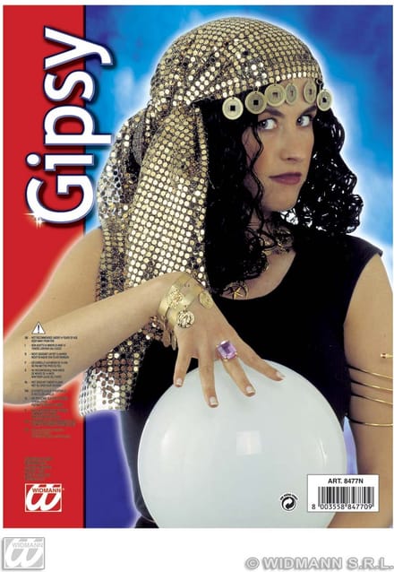 Pailletten hoofddoek met decoratie zigeunerin