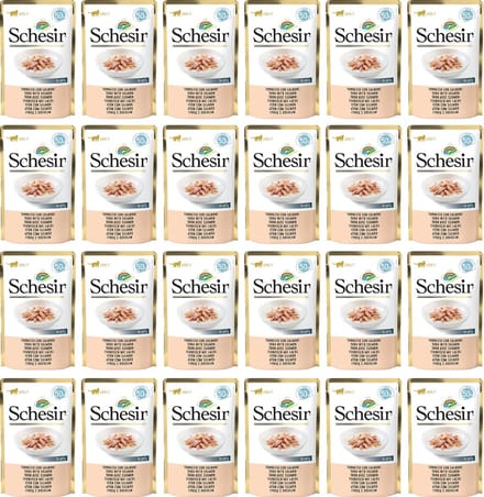 Schesir Single Dish - Tonijn met Zalm - Kattenvoer - 50g Sachets - 24 stuks
