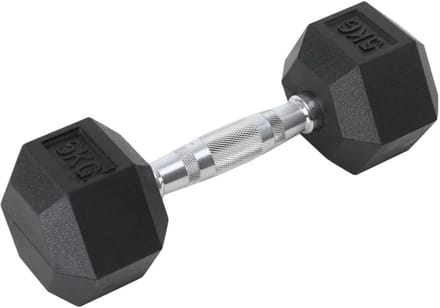 Set van 2 Halter Gewichten 5 kg Zeshoekig Rubber Met Ergonomische Anti-rol Handgreep