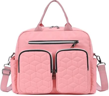 Mygroot - Luiertas - Mombag - Schoudertas - Verzorgingstas - Kraamcadeau - Op reis - Groot - Roze.