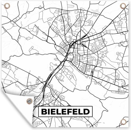 Tuindoek Bielefeld - Plattegrond - Kaart - Stadskaart - 100x100 cm