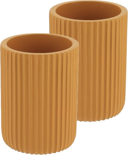 Tendance Tandenborstelbeker 101 series - mosterdgeel - geribbeld - PS - 2x - badkamer