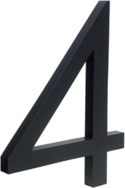 zwart huisnummer 4 - zwart modern huisnummer- 25cm hoog