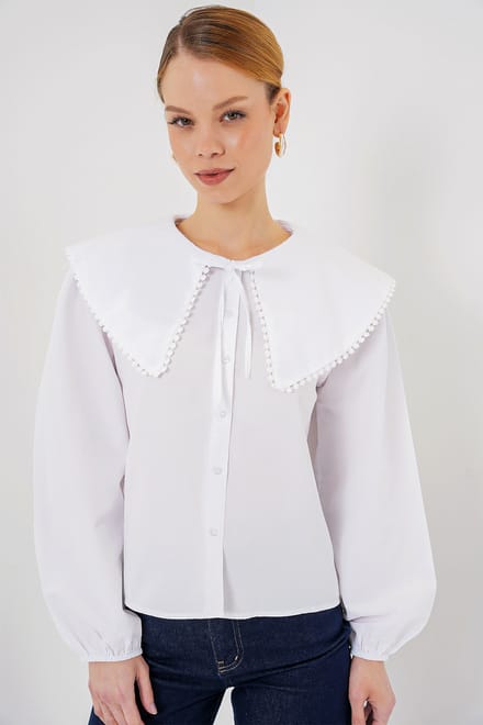 Poplin Baby Kraagshirt met Strik