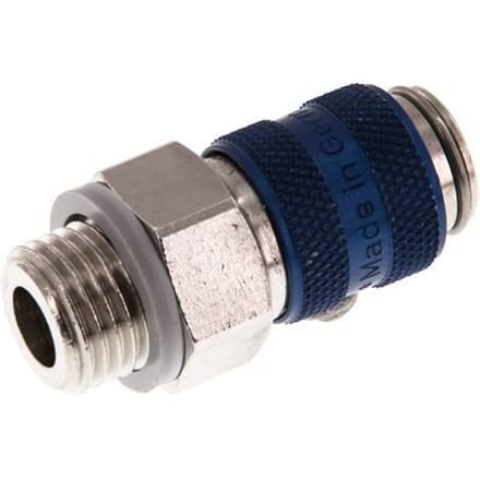 Vernikkeld Messing DN 5 Blauw Luchtkoppeling Snelkoppeling G 1/4 inch Buitendraad - CLS5-M-BN-BLU-014