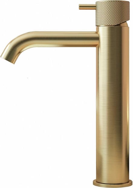 Hotbath Cobber X - Wastafelmengkraan - zonder Waste - Laag - Geborsteld Messing PVD - Opbouw - Messing - V02