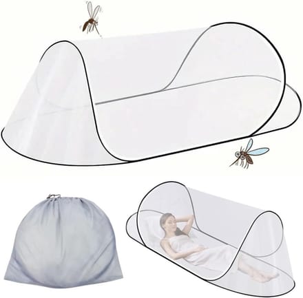 Klamboe Tent - Pop Up Tent - Inclusief Opbergtas - Lichtgewicht - Wit met zwart