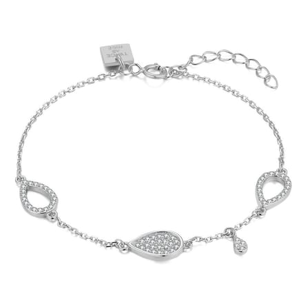 Twice As Nice Armband in zilver, druppels, zirkonia 16cm+3cm