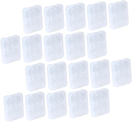 Hemobllo 20Pcs White Transparent Memory Card Keeper Storage Box Bracket Memory Card Case Box Rack Storage Card Container Memory Card Storage Box Slot SD Cards Case Clear Stand
