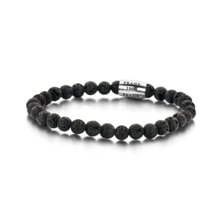 Frank 1967 7FB-0474 Armand Heren - Zwart Lava Steen - 6mm - beads - Element - 20cm - Staalkleurig
