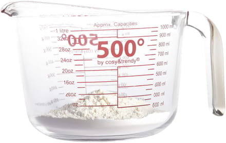 Excellent Houseware glazen maatbeker - hittebestendig glas - 1000 ml - Keuken - koken