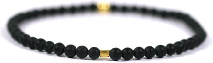 Heren armband goud edelsteen matte onyx 4mm - Ibizamen 21cm