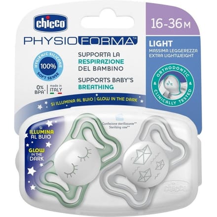 Sucette apaisante silicone souple lumi 2 pièces 16-36 mois