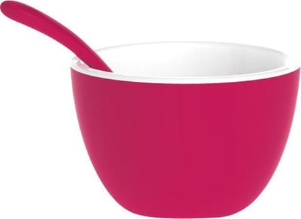Zak!Designs Twotone Kom - Incl. Lepeltje - Melamine - Ø 7,5 cm - Berry/Wit