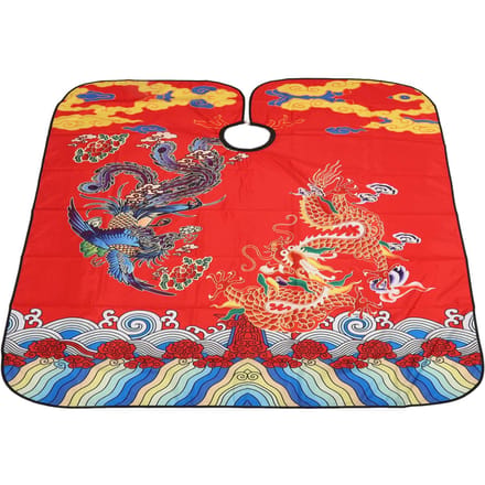 Haarkap Kapselcape Chinese Stijl Patroon Verstelbare Strakheid Waterdicht Kledingbescherming Kapperssjaal red