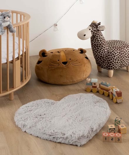Kindervloerkleed hart - Fluffy lichtgrijs 70x80
