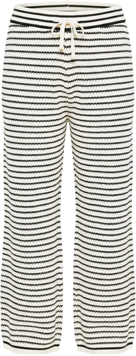 Studio Untold - Dames - Broek wijde rechte pijpen gestreept breisel - Roomwit - Maat 58+