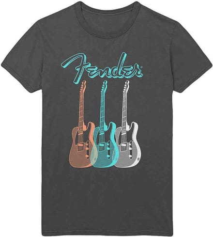 Fender - Triple Guitar Heren T-shirt - S - Grijs