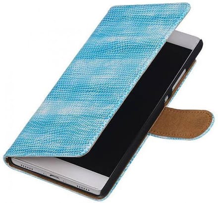 Hagedis Bookstyle Wallet Case Hoesje Geschikt voor Huawei P8 Turquoise