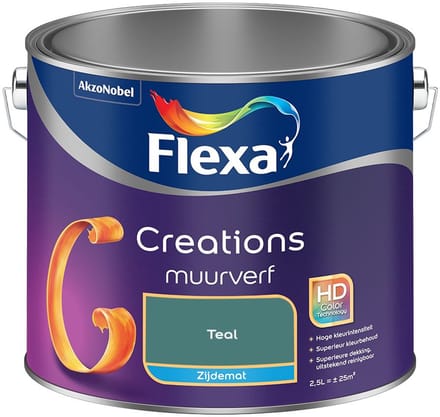 Flexa - Creations Muurverf Zijdemat - Teal - Mengverf - 2,5 L