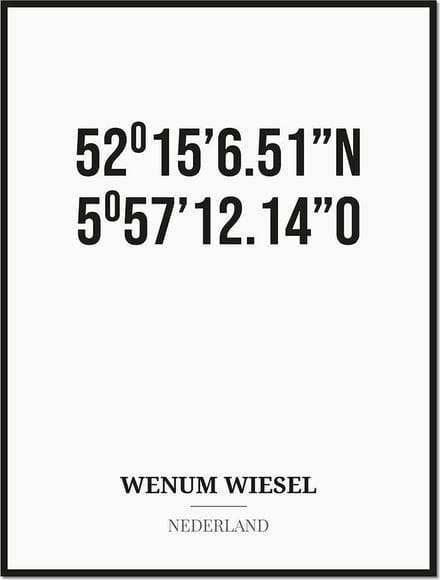 Poster/kaart WENUM WIESEL met coördinaten