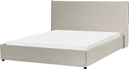 LAVAUR - Tweeperoonsbed - Taupe - 160 x 200 cm - Fluweel