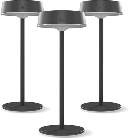 Calex Parma Solar Tafellamp - 3 Stuks - Oplaadbaar - Warm Wit Licht - Zonne-energie - Dimbaar - Zwart