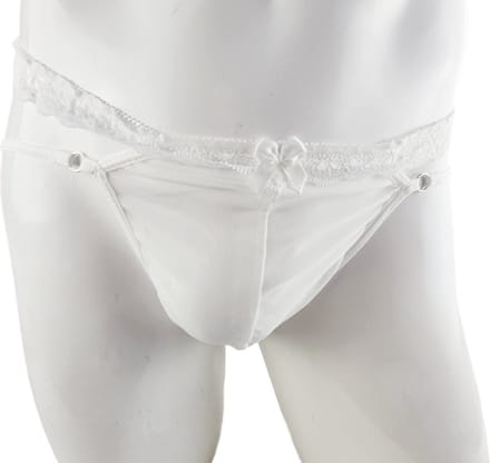 BamBella ® - Slip - maat Onesize S M L wit heren onderbroek mannen kant stof