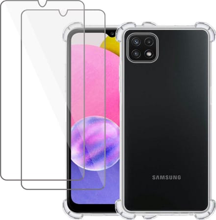 Hoesje geschikt voor Samsung A03s - 2x Screen Protector - Transparant Case