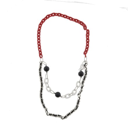Behave - Ketting dames - Wit - Zwart - Rood - Kralen - 80 cm